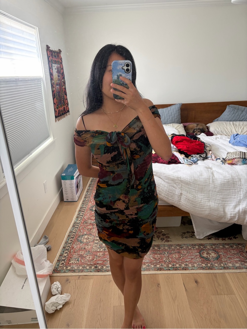 Y2K Vintage Moschino Off-the-Shoulder Silk Skirt Set